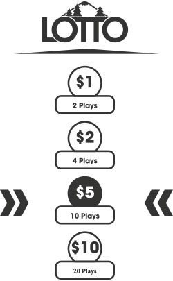 Example of Lotto purchase screen with arrows pointing at $5 puchase button