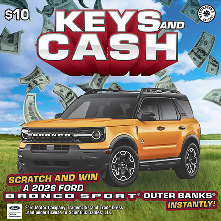 KEYS AND CASH scratch-off ticket