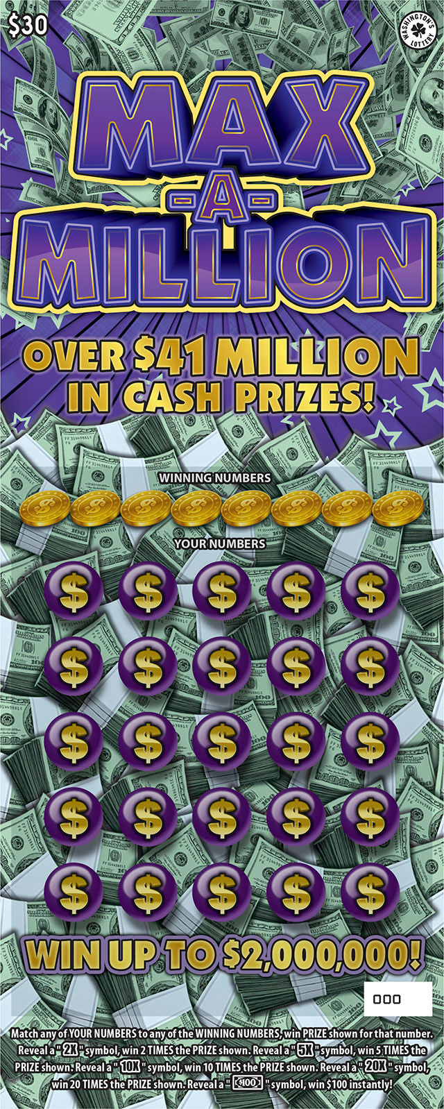 MAX-A-MILLION scratcher ticket
