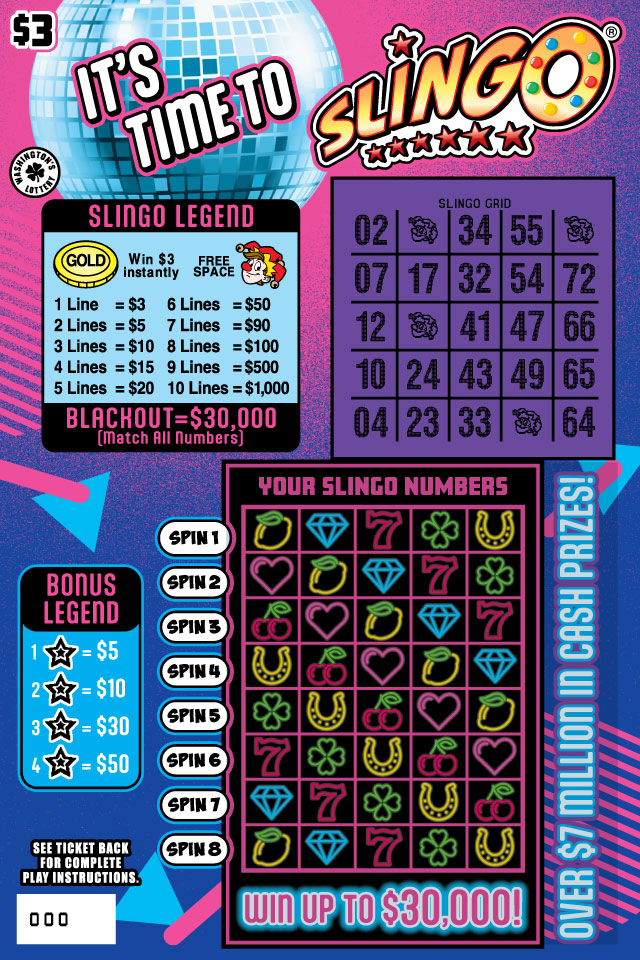 ITS TIME TO SLINGO Washington scratch-off ticket