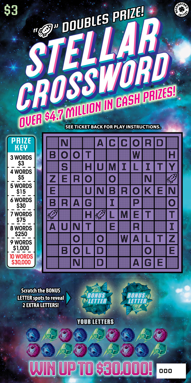 STELLAR CROSSWORD Washington scratch-off ticket