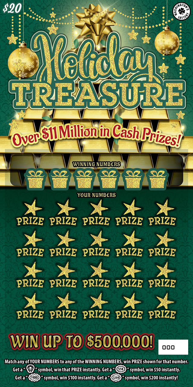 HOLIDAY TREASURE Washington scratch-off ticket